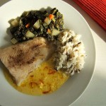 Gebratener Pangasius mit Safransauce (Gebratenes Pangasiusfilet mit Safran-Wermutsauce)