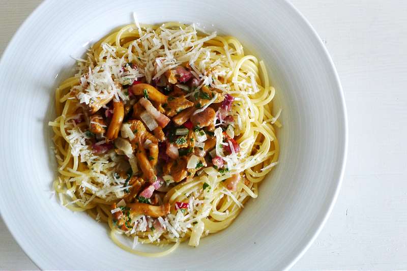 Spaghetti mit Pfifferlings-Sahnesauce